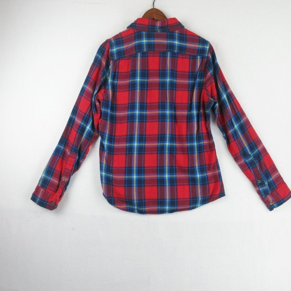 Abercrombie & Fitch Red Flannel Plaid Jacket Size M Buttoned Muscle Jacket - Picture 2 of 14